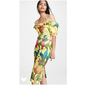 Anthropologie FARM Rio Golden Jungle Midi Dress